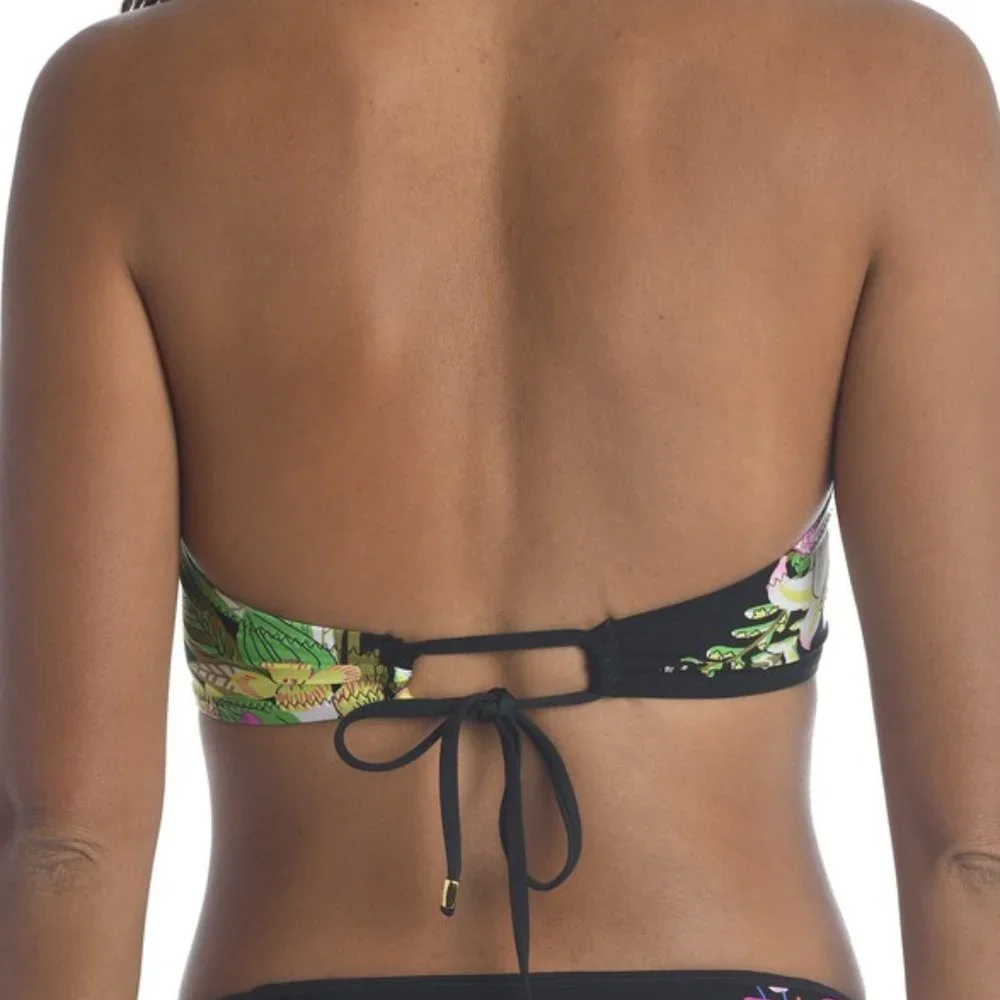 Trina Turk Moonlit Lotus Bandeau Top & Shirred Bottom Swimsuit Bikini Set - Picture 4 of 8